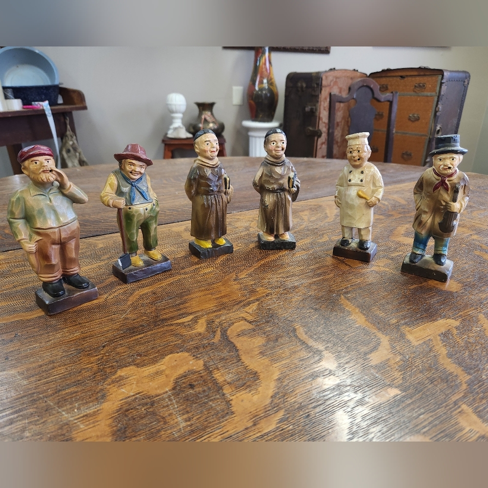Vtg 1950's - 6 Smoking Men DECORAMA  Smoking Figures Japan
